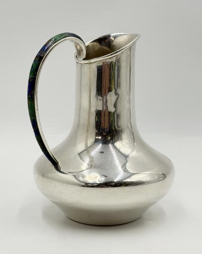  Los Castillo Vintage Los Castillo Taxco Silver Plate Malachite Lapis Lazuli Water Pitcher