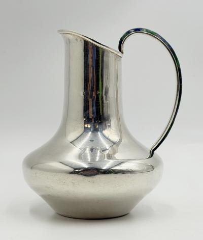  Los Castillo Vintage Los Castillo Taxco Silver Plate Malachite Lapis Lazuli Water Pitcher