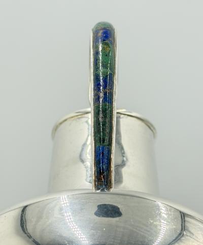  Los Castillo Vintage Los Castillo Taxco Silver Plate Malachite Lapis Lazuli Water Pitcher