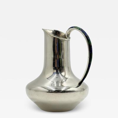  Los Castillo Vintage Los Castillo Taxco Silver Plate Malachite Lapis Lazuli Water Pitcher
