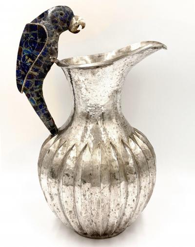  Los Castillos Overscale Los Castillos Silver plate Lapis Lazuli Parrot Pitcher