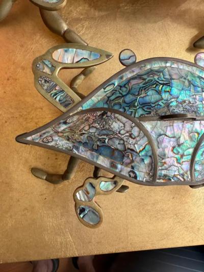  Los Castillos Pair of Brass Crab Sculptures