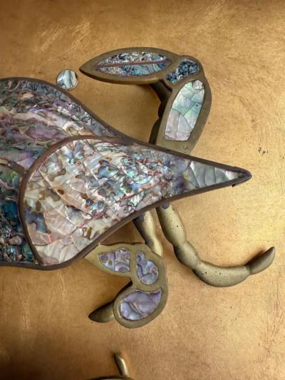  Los Castillos Pair of Brass Crab Sculptures