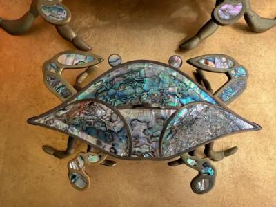  Los Castillos Pair of Brass Crab Sculptures
