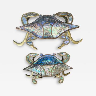 Los Castillos Pair of Brass Crab Sculptures