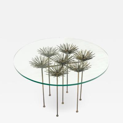  Lost City Arts Brutalist Bronze Gilt Floral Table by Lost City Arts