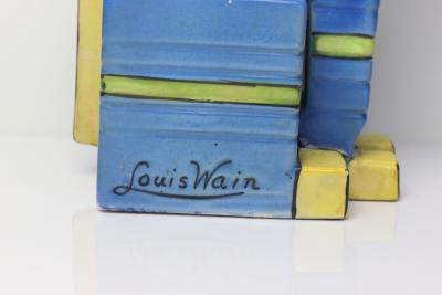  Louis Wain Cubist Ceramic Sculpture of Cat by Louis Wain 1914 England