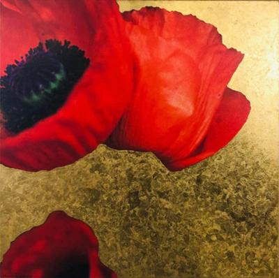  Luciana Pampalone Mixed Media on Canvas Entitled Sag Harbor Poppies by Luciana Pampalone