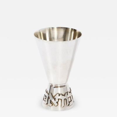  Ludwig Wolpert Sterling Silver Kiddish Cup with Hebrew Lettered Base by Ludwig Wolpert
