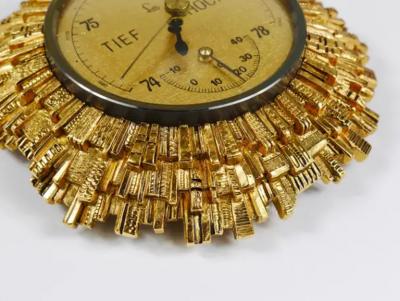  Lufft Lufft Sunburst Golden Brass Wall Weather Station Barometer Thermometer 1950s