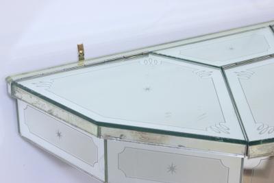  Luigi Brusotti Mirrored Glass Console with 3 Compartments by Luigi Brusotti 1930 Italy