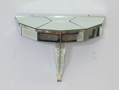  Luigi Brusotti Mirrored Glass Console with 3 Compartments by Luigi Brusotti 1930 Italy