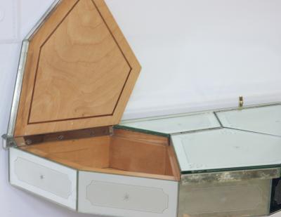  Luigi Brusotti Mirrored Glass Console with 3 Compartments by Luigi Brusotti 1930 Italy