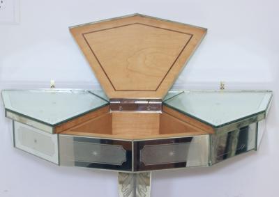  Luigi Brusotti Mirrored Glass Console with 3 Compartments by Luigi Brusotti 1930 Italy