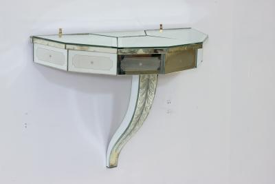  Luigi Brusotti Mirrored Glass Console with 3 Compartments by Luigi Brusotti 1930 Italy