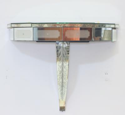  Luigi Brusotti Mirrored Glass Console with 3 Compartments by Luigi Brusotti 1930 Italy