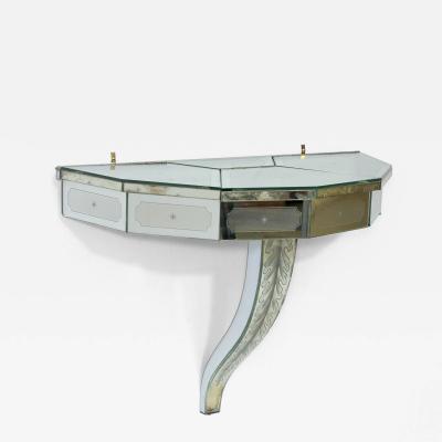  Luigi Brusotti Mirrored Glass Console with 3 Compartments by Luigi Brusotti 1930 Italy