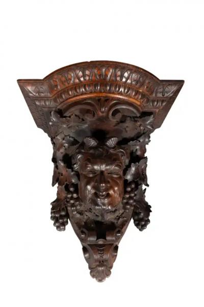  Luigi Frullini Pair Of Renaissance Revival Carved Walnut Wall Brackets By Luigi Frullini