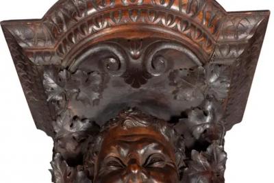  Luigi Frullini Pair Of Renaissance Revival Carved Walnut Wall Brackets By Luigi Frullini