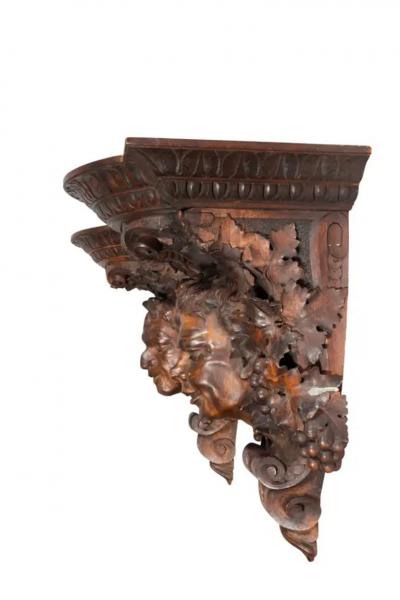  Luigi Frullini Pair Of Renaissance Revival Carved Walnut Wall Brackets By Luigi Frullini