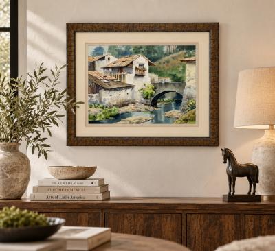  Luis Ricardo Amendolla Luis Amendolla Mexican 1939 2000 Watercolor Village Landscape Signed