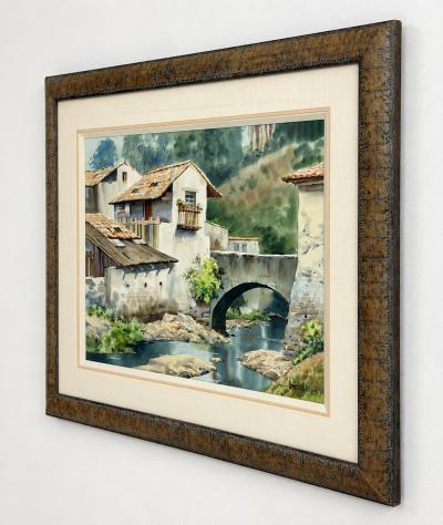  Luis Ricardo Amendolla Luis Amendolla Mexican 1939 2000 Watercolor Village Landscape Signed