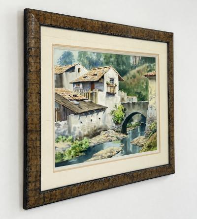  Luis Ricardo Amendolla Luis Amendolla Mexican 1939 2000 Watercolor Village Landscape Signed