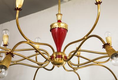  Lumi 1950s Modern Large 18 Arm Brass Italian Chandelier By Lumi