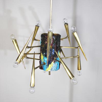  Lumi 1950s pendant chandelier Leonardi Leoncillo for Lumi