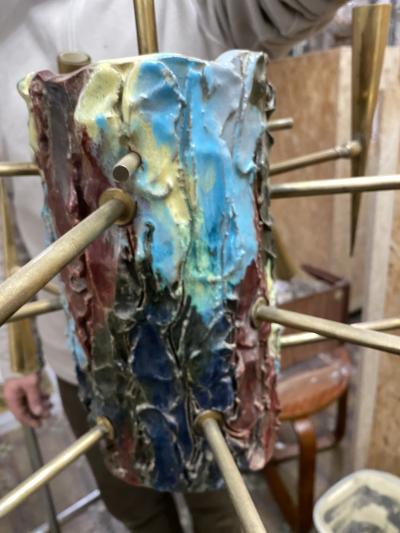  Lumi 1950s pendant chandelier Leonardi Leoncillo for Lumi