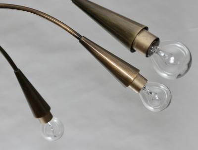  Lumi Brass Chandelier Designed by Oscar Torlasco for Lumi 1960 Italy