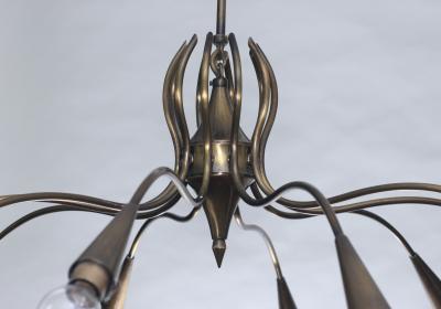  Lumi Brass Chandelier Designed by Oscar Torlasco for Lumi 1960 Italy