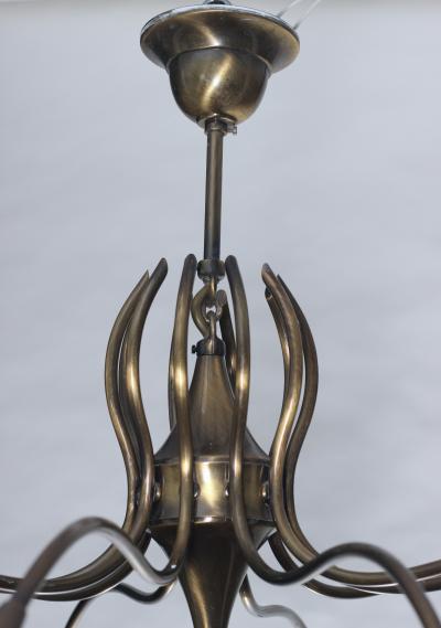  Lumi Brass Chandelier Designed by Oscar Torlasco for Lumi 1960 Italy