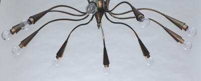  Lumi Brass Chandelier Designed by Oscar Torlasco for Lumi 1960 Italy