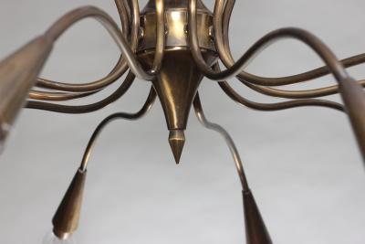  Lumi Brass Chandelier Designed by Oscar Torlasco for Lumi 1960 Italy