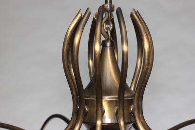  Lumi Brass Chandelier Designed by Oscar Torlasco for Lumi 1960 Italy