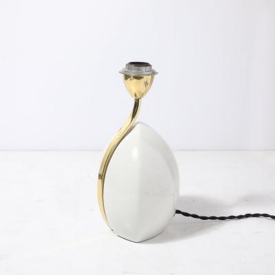  Lumi Mid Century White Ceramic Polished Brass Sculptural Table Lamps by Lumi Murano