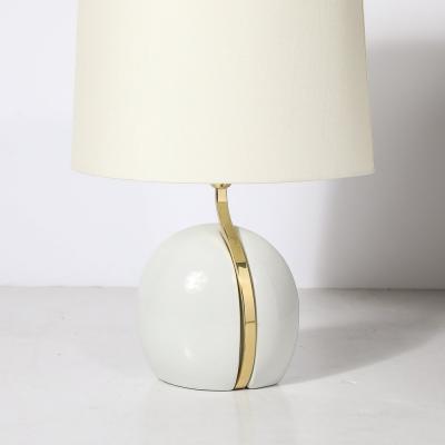  Lumi Mid Century White Ceramic Polished Brass Sculptural Table Lamps by Lumi Murano