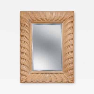  Luten Clarey Stern LCS Luten Clarey Stern Large Bolton Carved Mirror in White Rubbed Oak 1980s