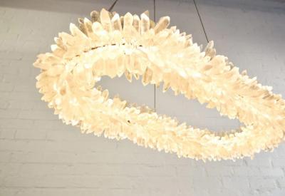 Luxe ROXI Quartz Crystal Circle Chandelier 48