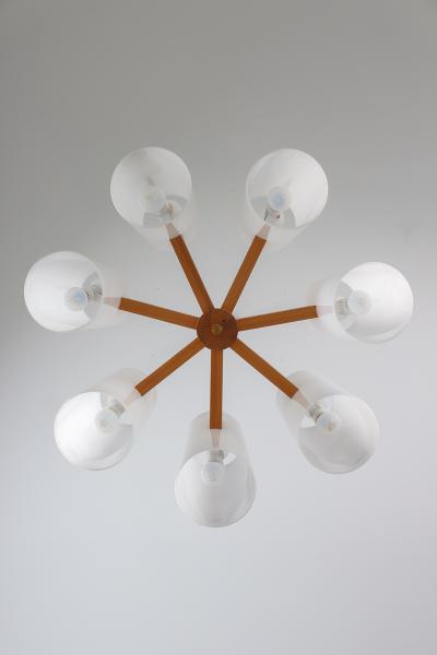  Luxus Large Swedish Midcentury Chandeliers in Acrylic Pine and Brass by Luxus 1960s