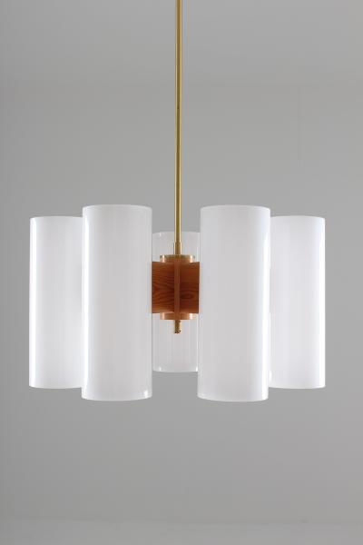  Luxus Large Swedish Midcentury Chandeliers in Acrylic Pine and Brass by Luxus 1960s