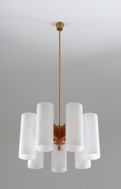  Luxus Large Swedish Midcentury Chandeliers in Acrylic Pine and Brass by Luxus 1960s