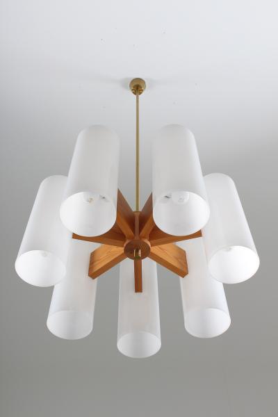  Luxus Large Swedish Midcentury Chandeliers in Acrylic Pine and Brass by Luxus 1960s