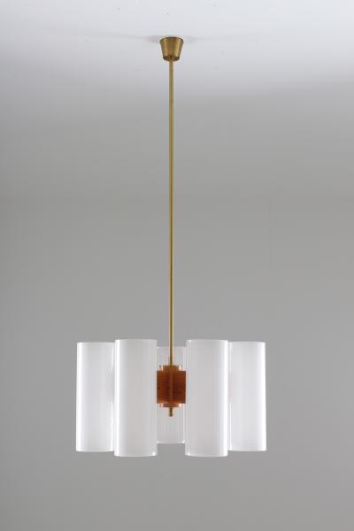  Luxus Large Swedish Midcentury Chandeliers in Acrylic Pine and Brass by Luxus 1960s