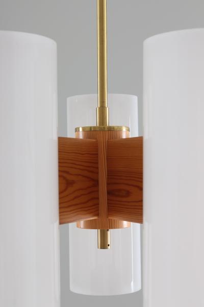  Luxus Large Swedish Midcentury Chandeliers in Acrylic Pine and Brass by Luxus 1960s