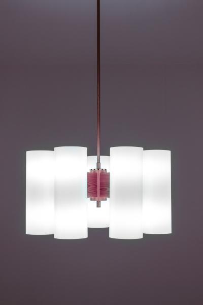  Luxus Large Swedish Midcentury Chandeliers in Acrylic Pine and Brass by Luxus 1960s