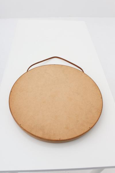  Luxus Round Swedish Midcentury Mirror in Oak by Uno O sten Kristiansson for Luxus