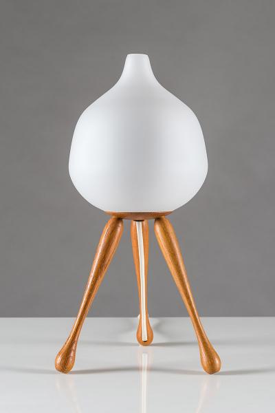  Luxus Scandinavian Table Lamp by in Oak and Opaline Glass by Luxus Sweden