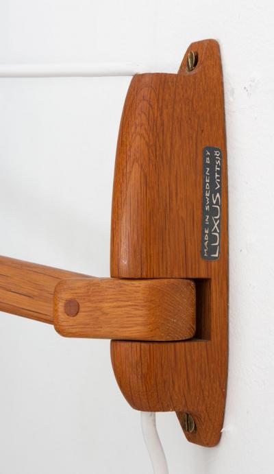  Luxus Swedish Midcentury Swiveling Wall Lamp in Acrylic and Teak by Luxus